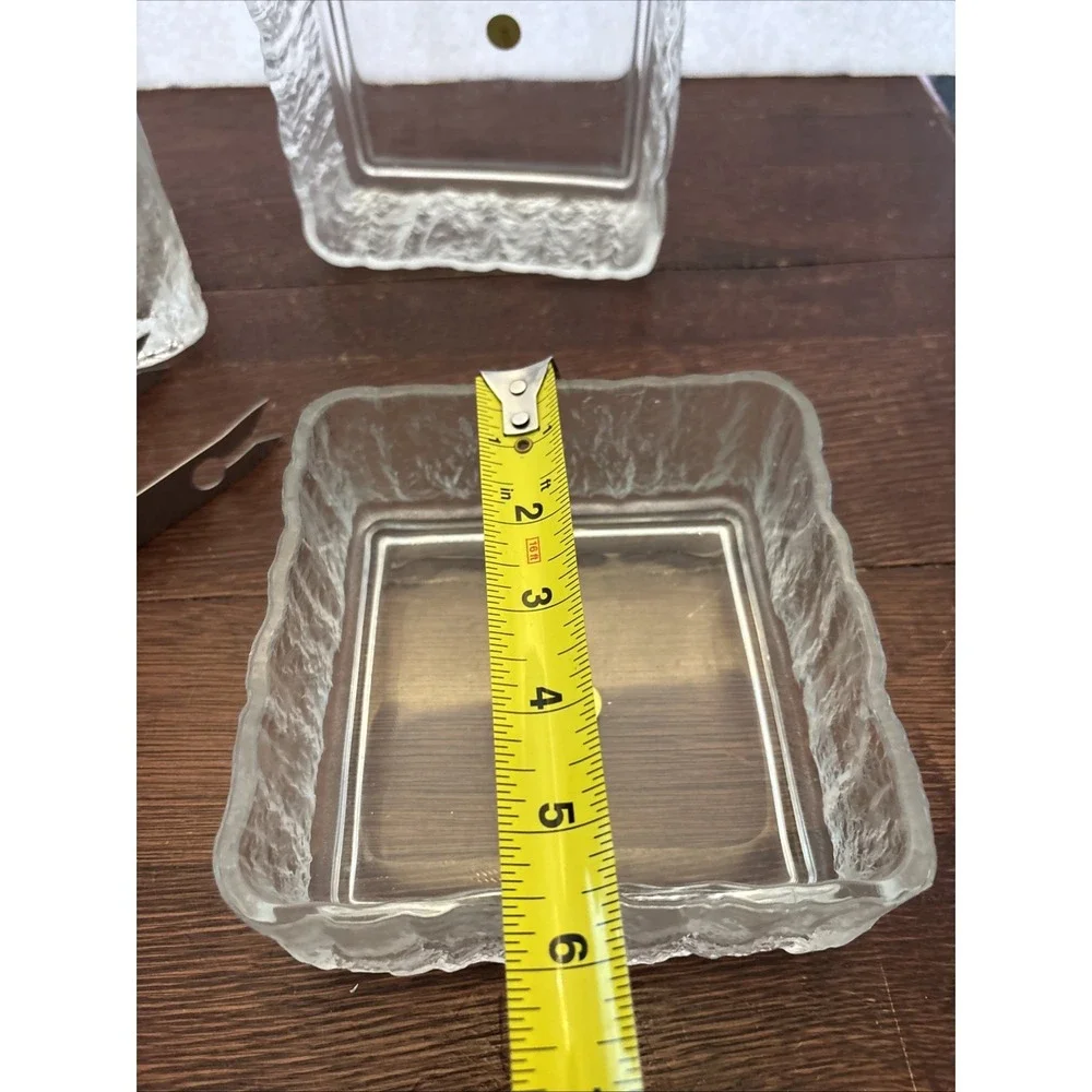 VTG Hoya Japan Ice Scalloped‎ Frosted MCM Square Ice Bucket & 2 Serving Bowls